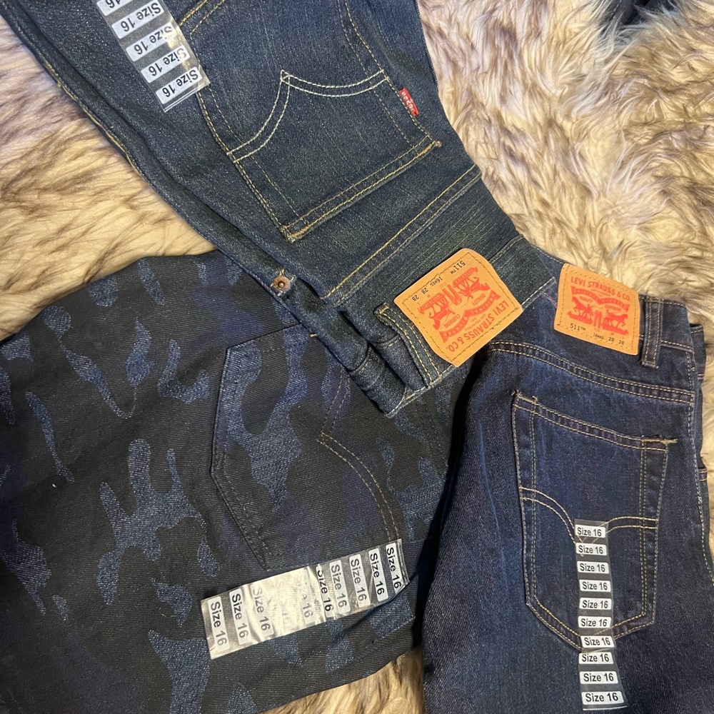 Levi's (new w/tags) Dark Blue (511s)Slim Jeans(3 pr) for BOYS Sz 16R - Picture 5 of 10